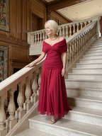 Calen | Sukienka Midi z Odkrytymi Ramionami