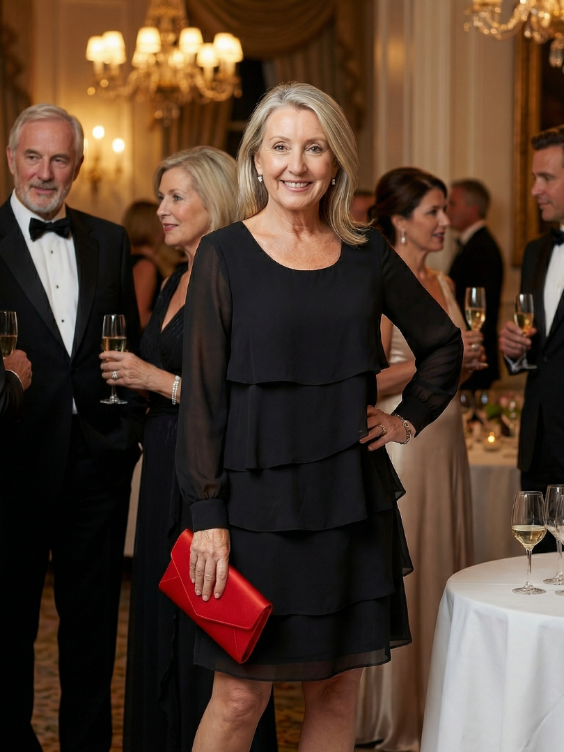 Kirax | Czysta, warstwowa sukienka do kolan