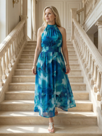 Sylin | Midi Sukienka z Halterem i Marszczeniem