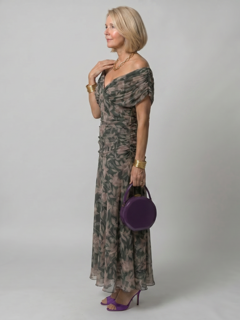 Calen | Sukienka Midi z Odkrytymi Ramionami