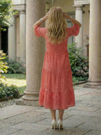 Arlo | Sukienka midi w groszki z falbanami, krótki rękaw