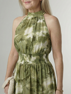 Sylin | Midi Sukienka z Halterem i Marszczeniem