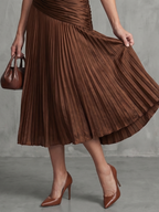 Theodora | Sukienka midi z plisowanym pasem i paskami