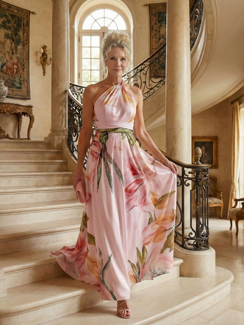 Amiel | Lekka Kwiatowa Sukienka Maxi