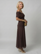 Calen | Sukienka Midi z Odkrytymi Ramionami