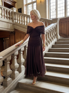 Calen | Sukienka Midi z Odkrytymi Ramionami