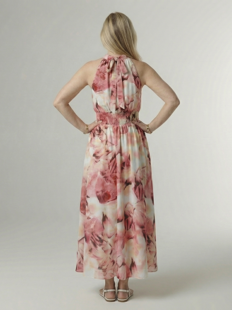 Sylin | Midi Sukienka z Halterem i Marszczeniem