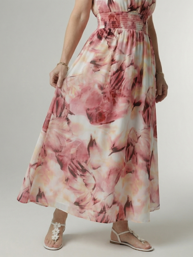 Sylin | Midi Sukienka z Halterem i Marszczeniem