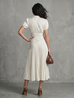 Theodora | Sukienka midi z plisowanym pasem i paskami