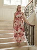 Sylin | Midi Sukienka z Halterem i Marszczeniem