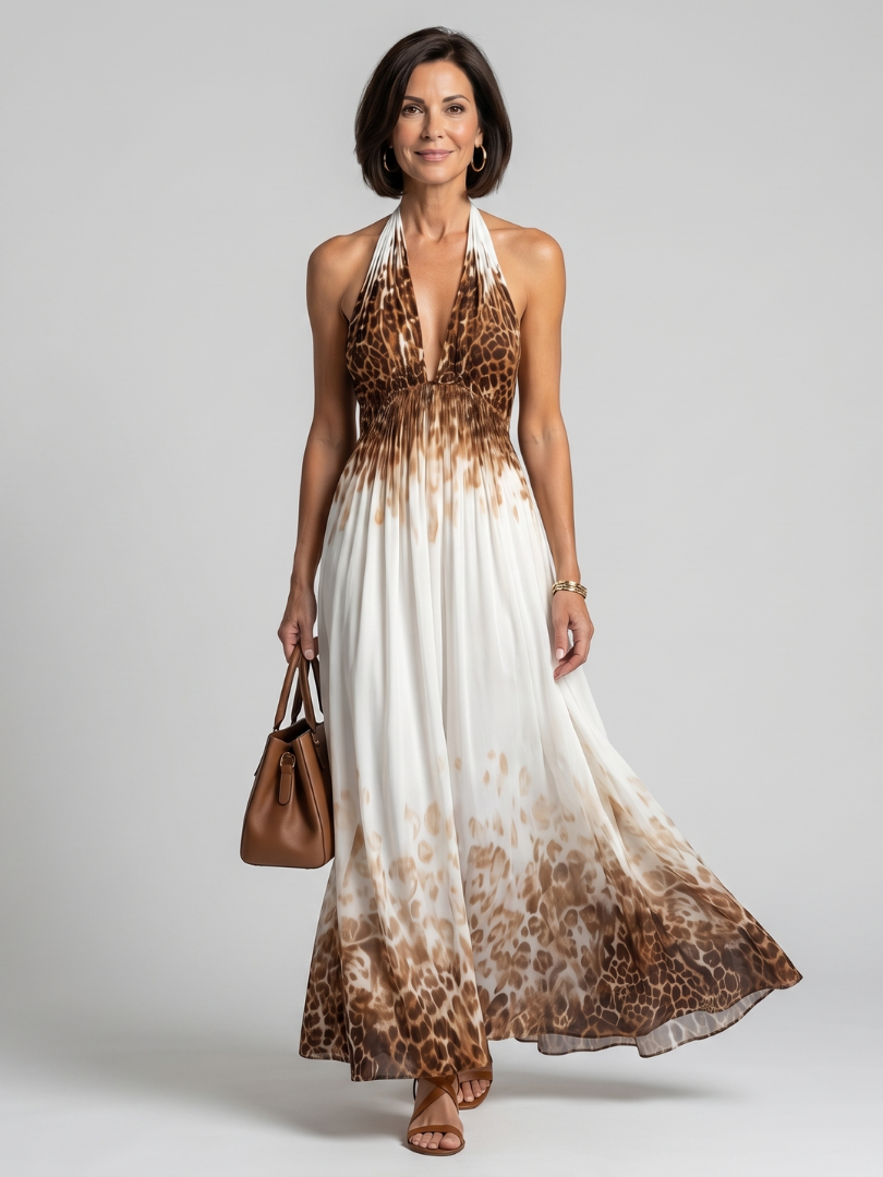 Orlune | Plisowana Biała Sukienka Midi