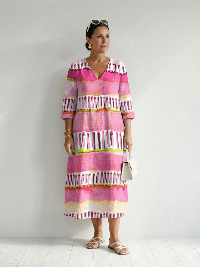 Calla | Sukienka midi w paski z łatwym przepływem