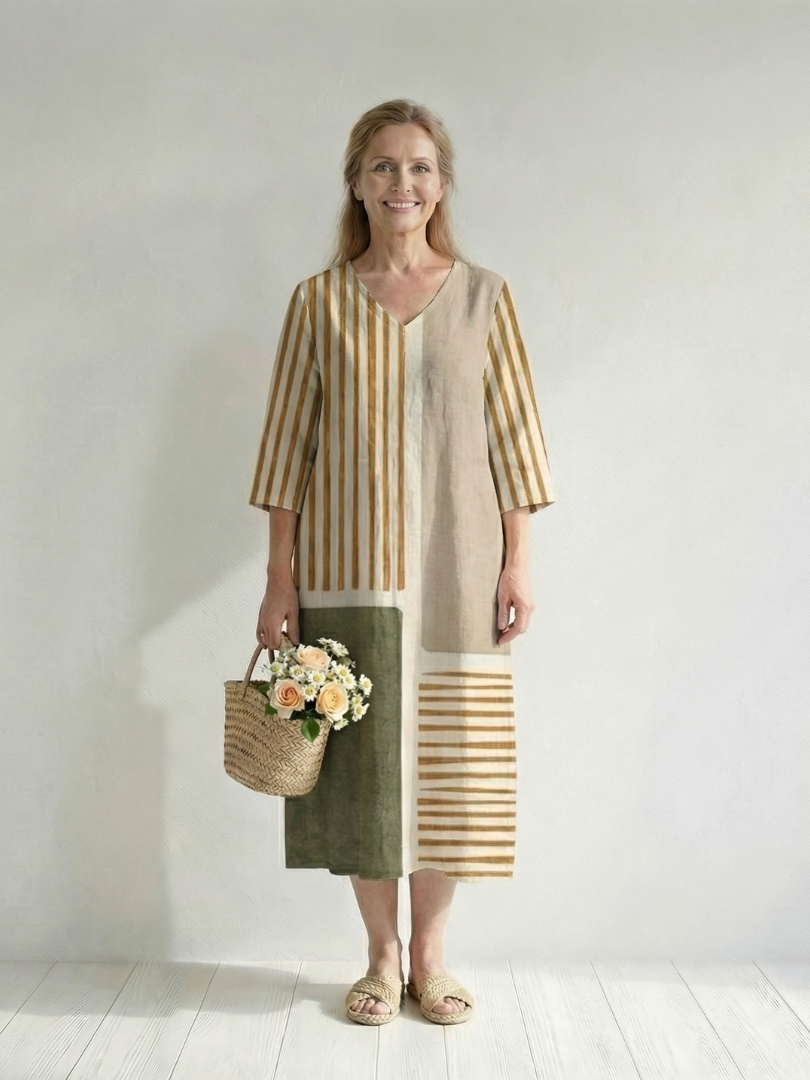 Soren | Lekka Sukienka Midi w Paski