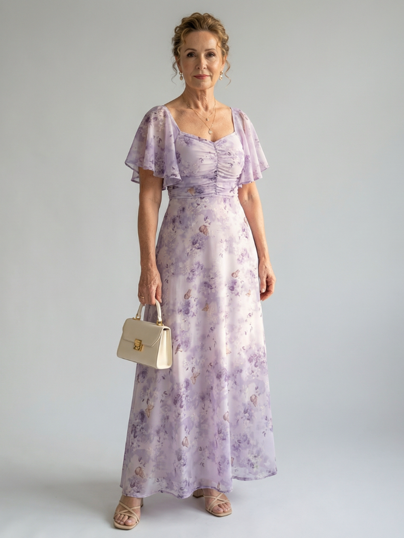 Vaelis | Sukienka midi z falbanami na rękawach