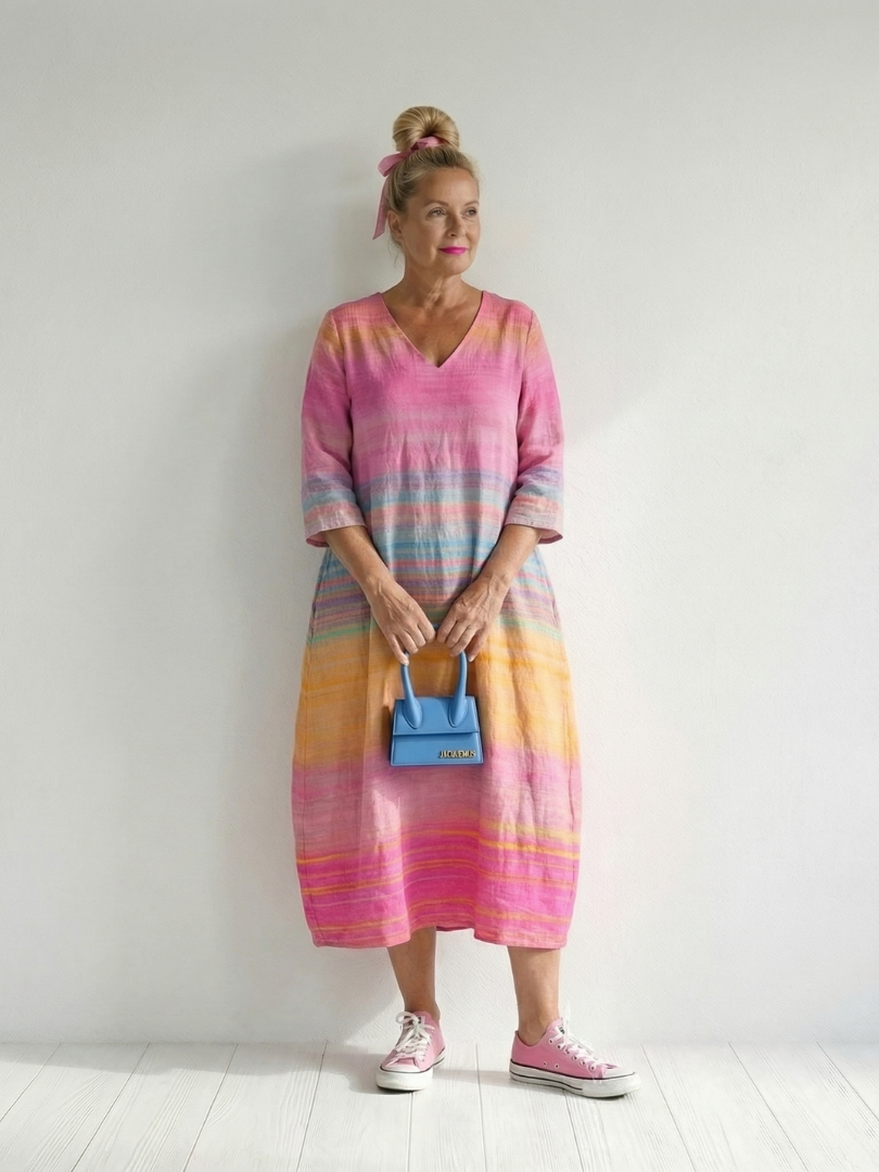 Blake | Sukienka midi w gradientowe paski