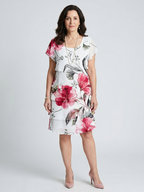 Keoni | Miękka sukienka w kwiaty o długości do kolan