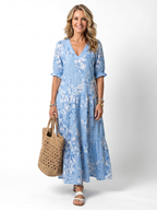 Alora | Sukienka midi w kwiatowy wzór z frędzlami