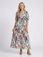 Eulalie | Sukienka midi z krótkim rękawem i dekoltem w serek