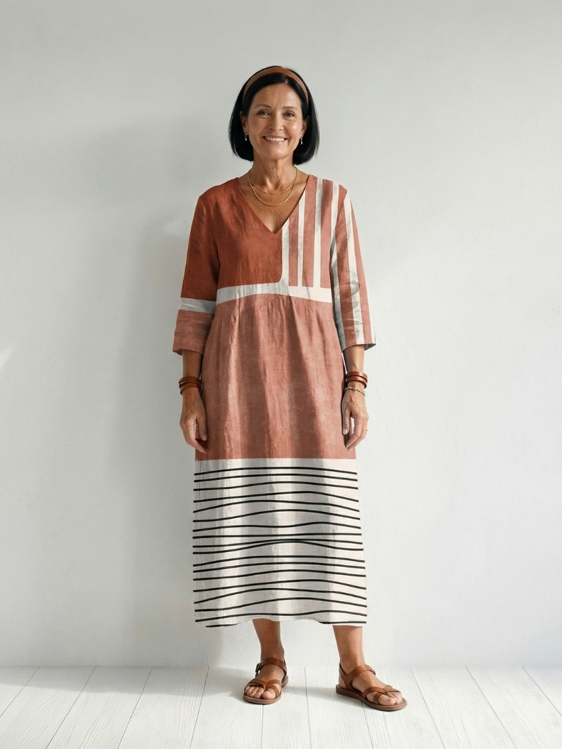 Remy | Łatwa Midi Sukienka w Paski