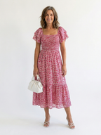 Odette | Sukienka midi z kwiatowym wzorem i odkrytymi ramionami