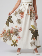 Łąka | Sukienka Maxi z Halterem i Botanicznym Panelem