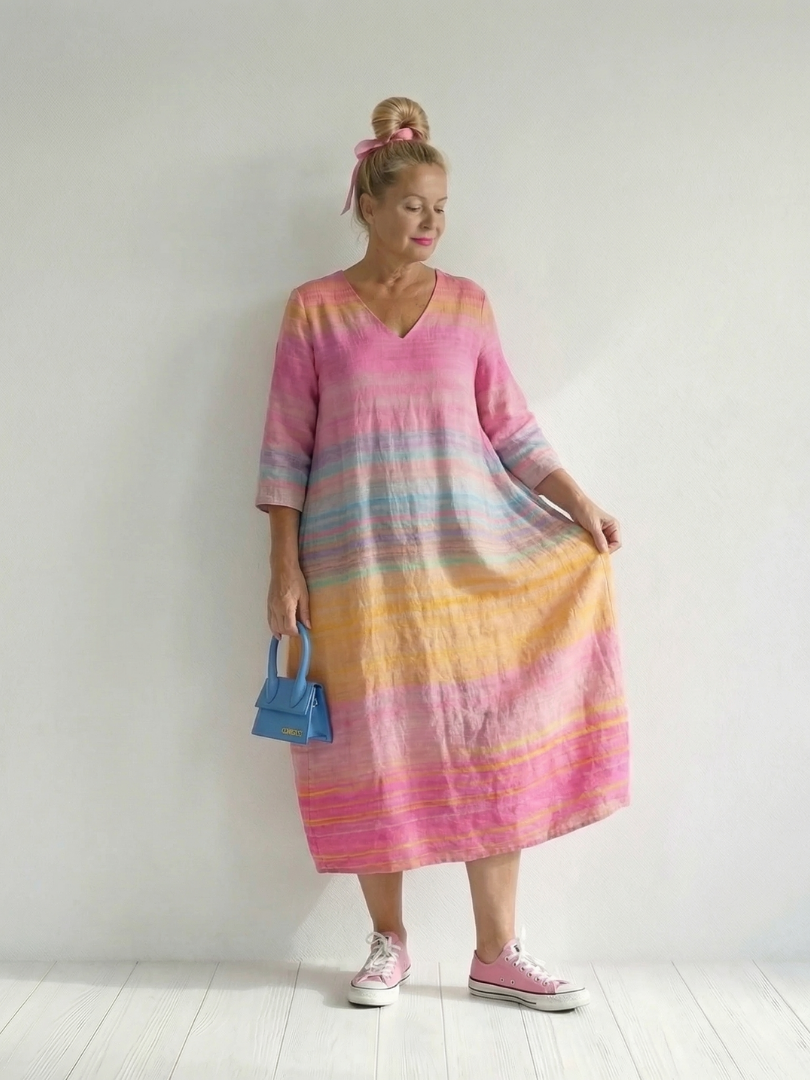 Blake | Sukienka midi w gradientowe paski