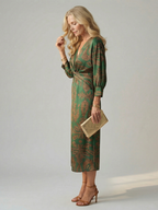 Lune | Naturalna Sukienka Midi z Zawiązaniem