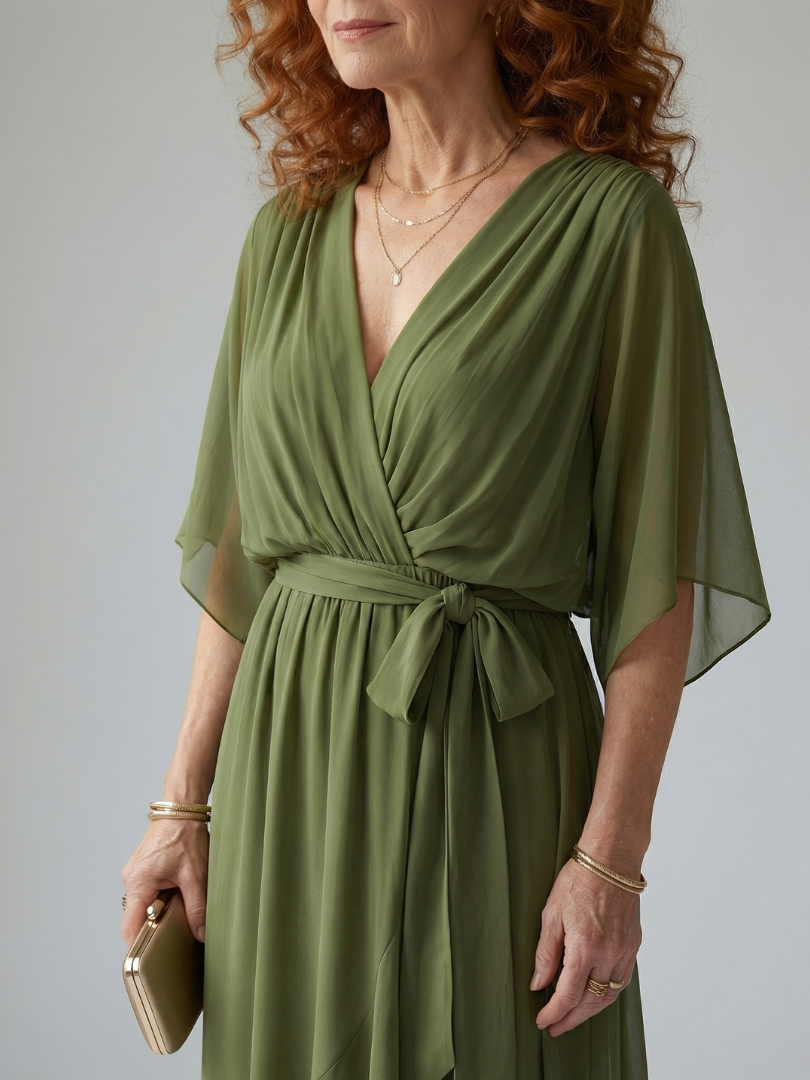 Elric | Midi Sukienka z Drapowaniem