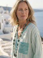 Velis | Pasiasta sukienka midi z dekoltem w serek i kieszeniami