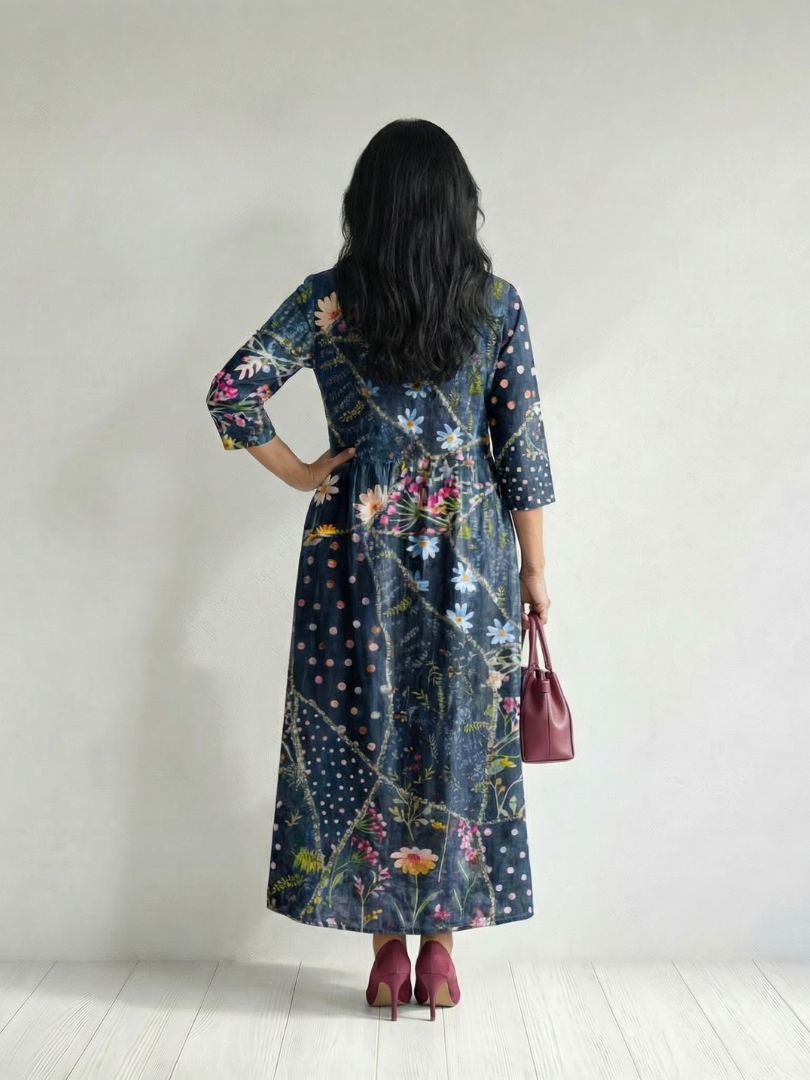 Zane | Łatwa Sukienka Midi w Kwiaty