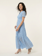 Brielle | Sukienka midi z dekoltem w serek i krótkim rękawem