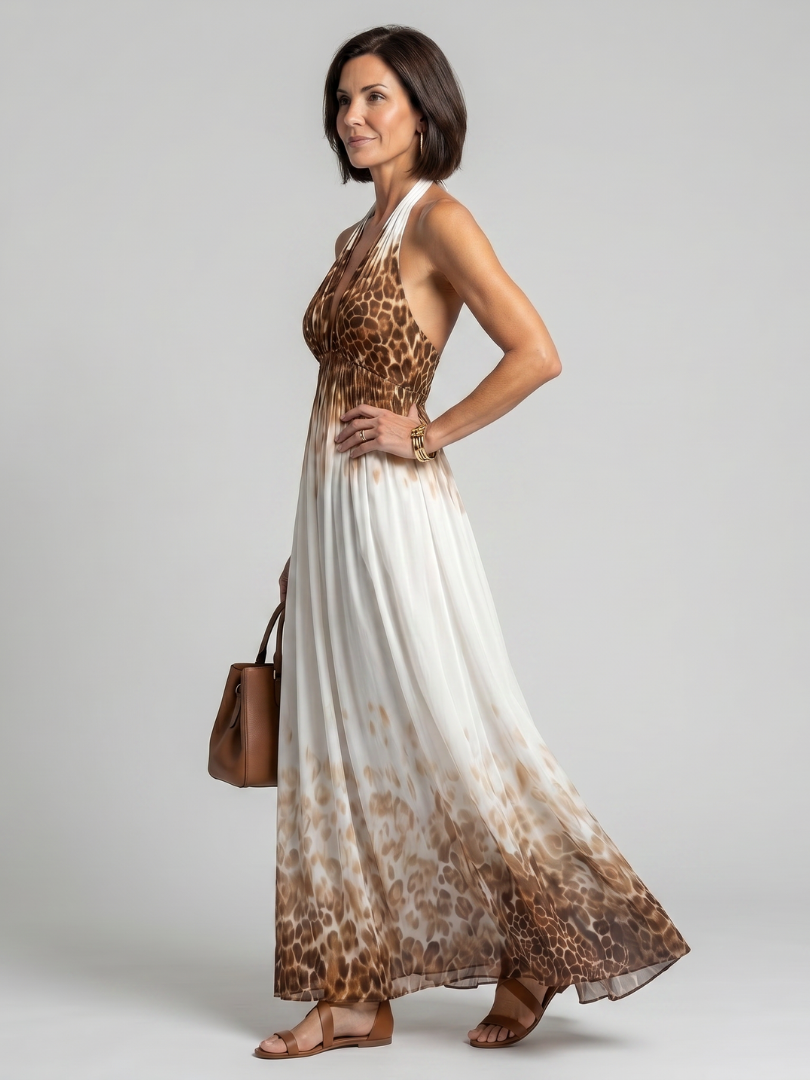 Orlune | Plisowana Biała Sukienka Midi