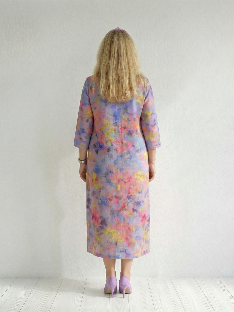 Benson | Abstrakcyjna Kwiatowa Sukienka Midi