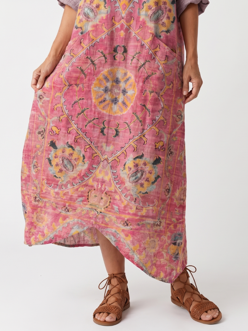 Tilda | Abstrakcyjna Sukienka Midi z Kieszeniami