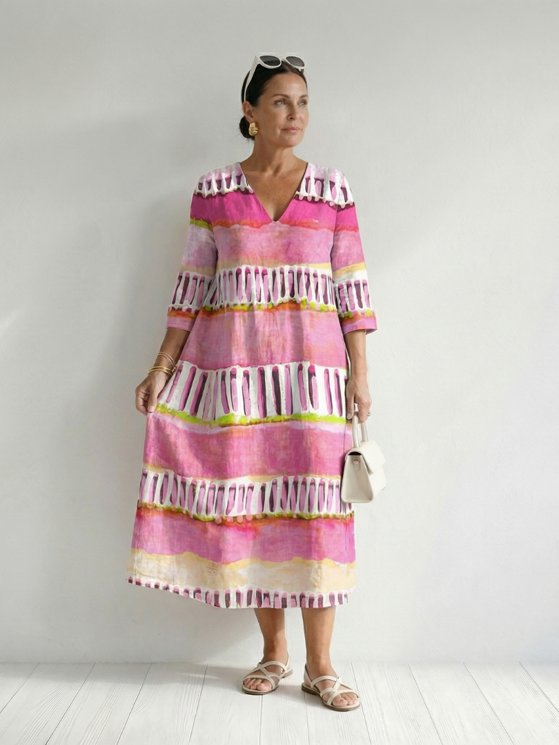 Calla | Sukienka midi w paski z łatwym przepływem