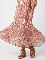 Noelle | Sukienka midi z ozdobnym nadrukiem i frędzlami