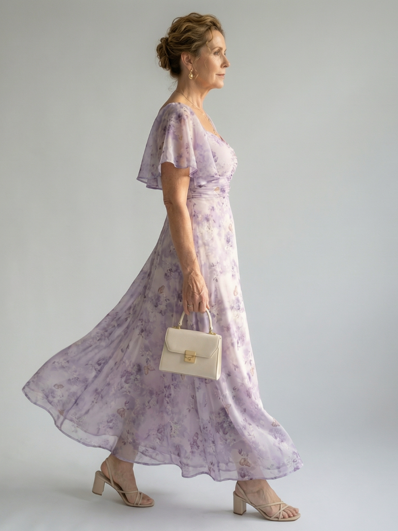 Vaelis | Sukienka midi z falbanami na rękawach