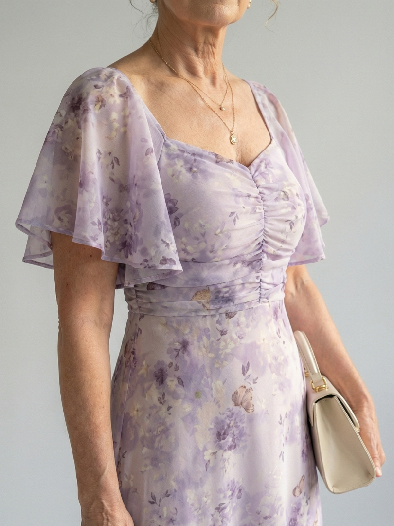 Vaelis | Sukienka midi z falbanami na rękawach