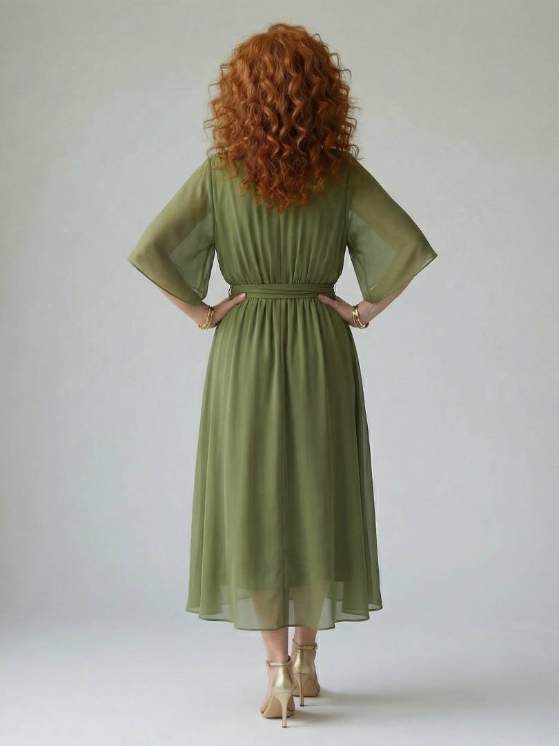 Elric | Midi Sukienka z Drapowaniem