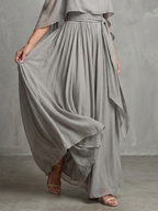 Marisol | Warstwowy top z odkrytymi ramionami i szerokimi spodniami