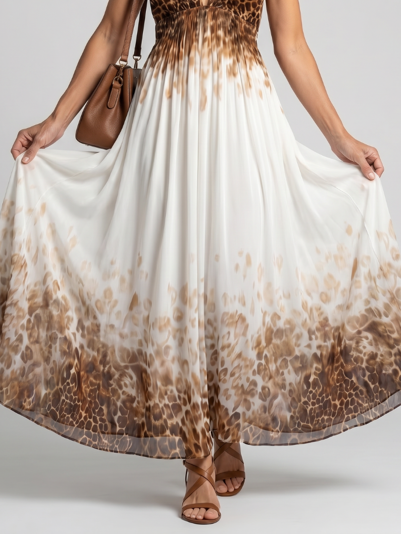 Orlune | Plisowana Biała Sukienka Midi