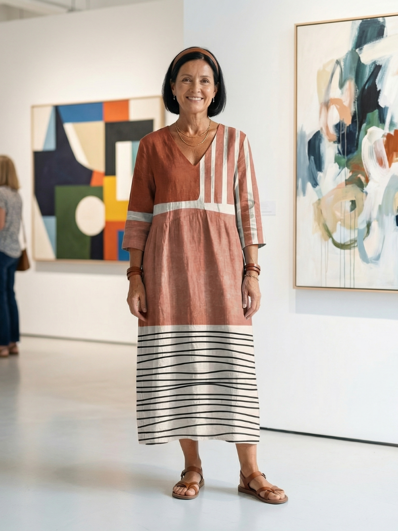 Remy | Łatwa Midi Sukienka w Paski