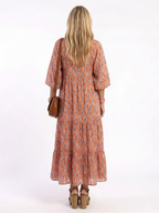 Amara | Sukienka midi z geometrycznym nadrukiem i dekoltem w serek