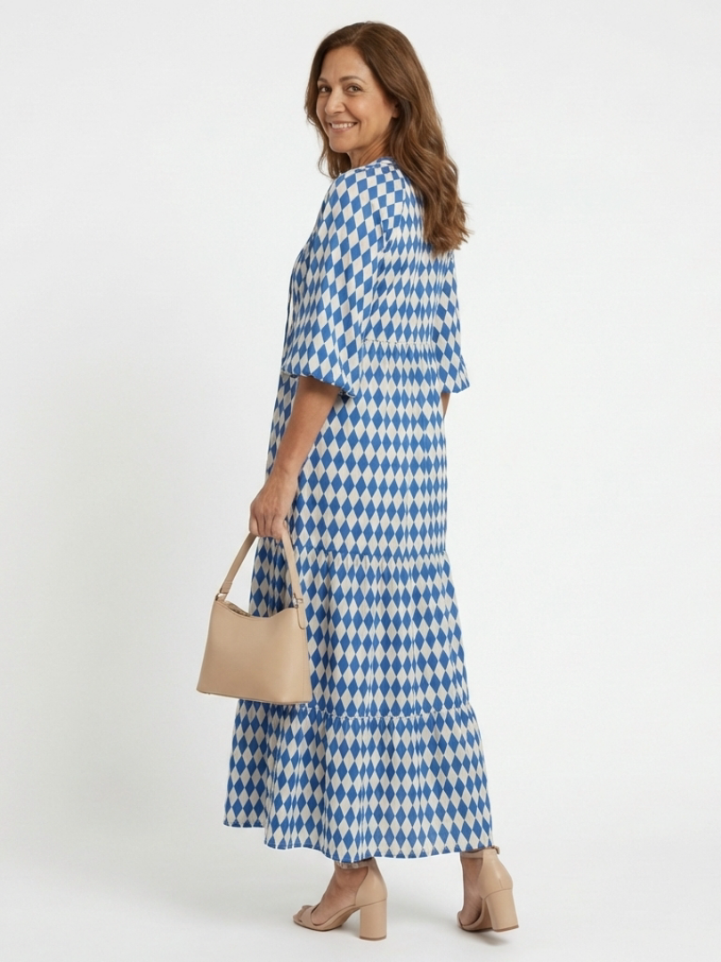 Elodie | Sukienka midi w diamentowy wzór