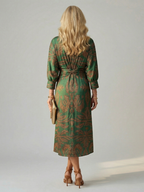 Lune | Naturalna Sukienka Midi z Zawiązaniem