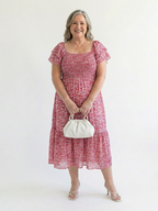 Odette | Sukienka midi z kwiatowym wzorem i odkrytymi ramionami