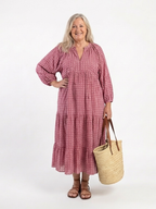 Arlette | Sukienka midi z długim rękawem w geometryczny wzór