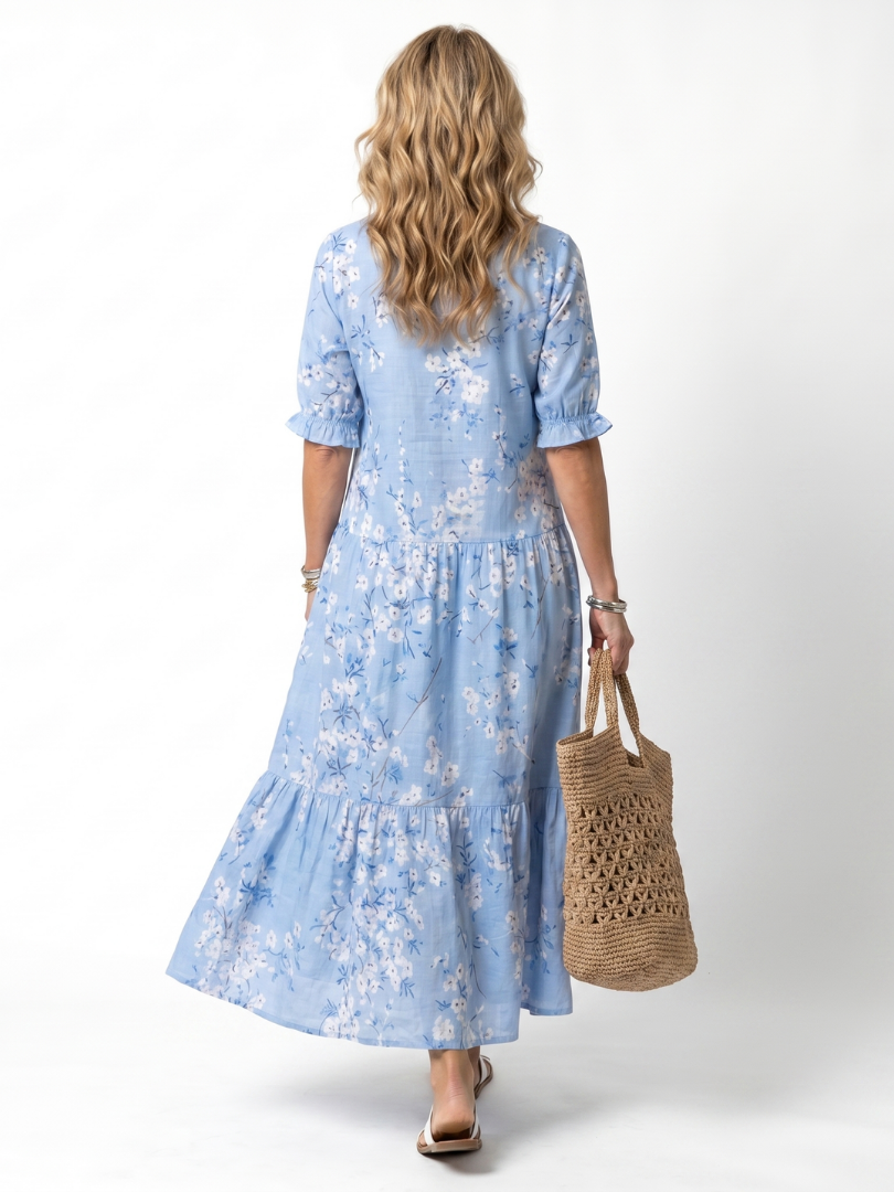 Alora | Sukienka midi w kwiatowy wzór z frędzlami