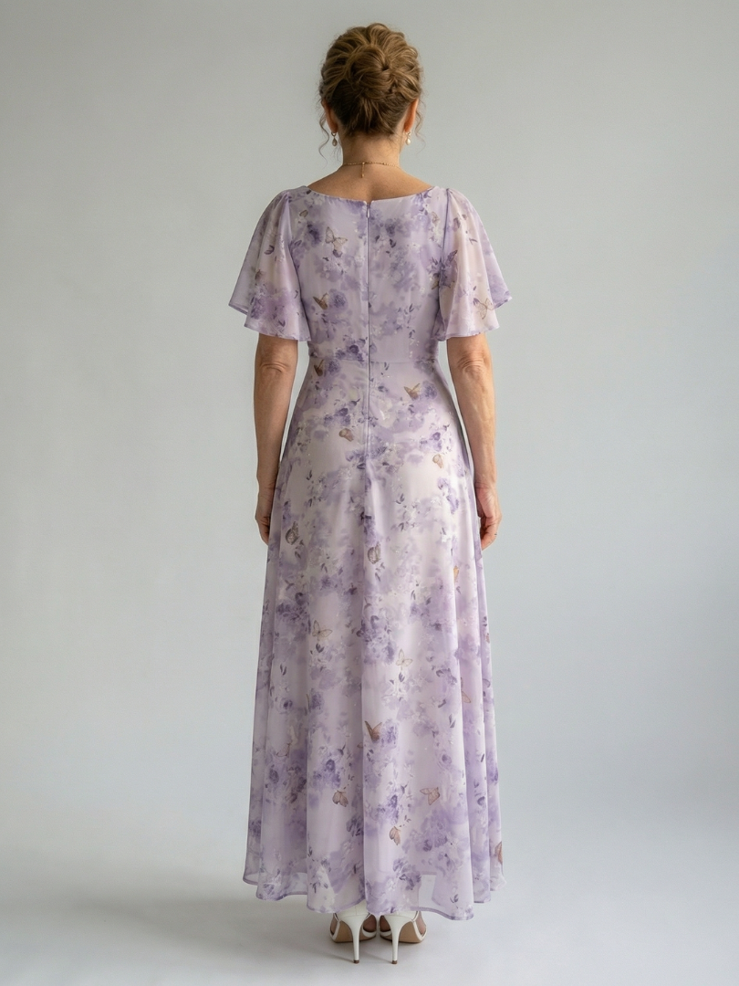 Vaelis | Sukienka midi z falbanami na rękawach