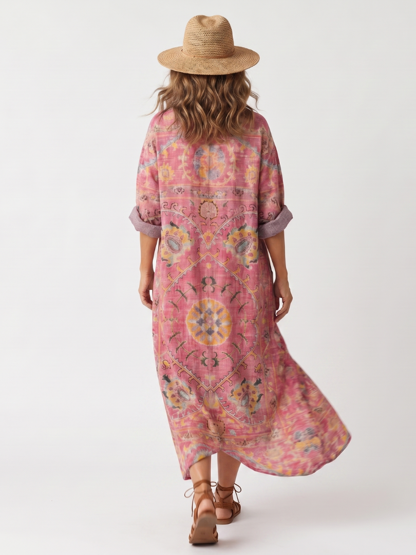 Tilda | Abstrakcyjna Sukienka Midi z Kieszeniami